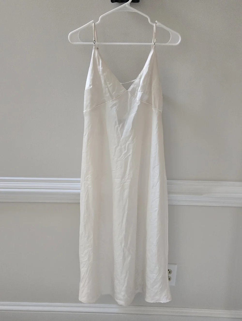 Abercrombie & Fitch White Lace Up Back Slip Midi Dress Size Large - Picture 2 of 7